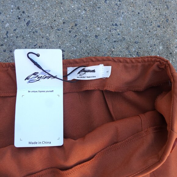 NWT Byinns Brown Stretch Mini Skirt L Dark Academia Preppy High Waisted - Picture 3 of 9